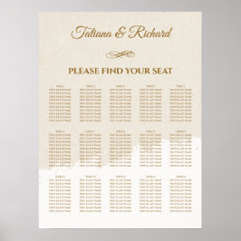 Elegant guldskrift bröllopsställningskarta poster