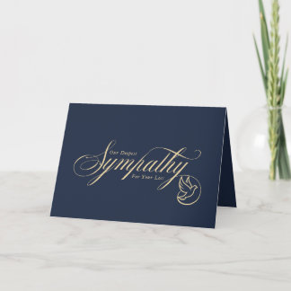 Elegant guldskrift Duvblå Kondoleans Sympati Kort