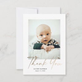 Elegant guldskrift liten babyfoto tack kort