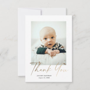 Elegant guldskrift liten babyfoto tack kort