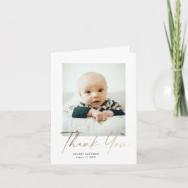 Elegant guldskrift liten babyfoto tack kort