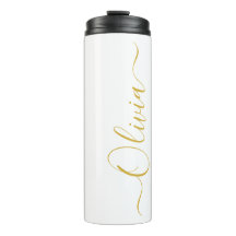 Elegant guldskrift Olivia namn vit tumbler