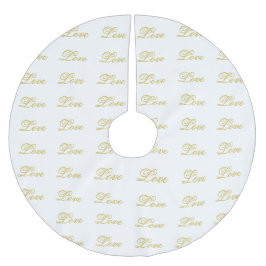 Elegant guldskrift vit kärlek kalligrafi bröllop julgransmatta borstad polyester