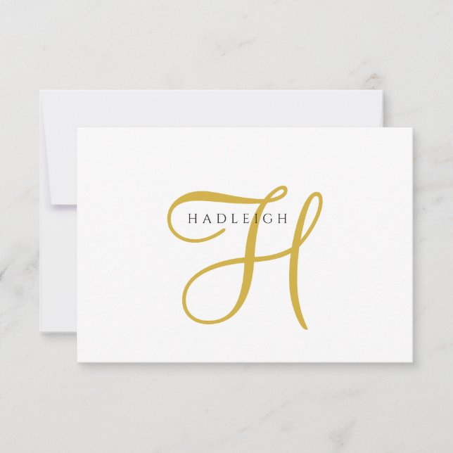 Elegant guldskriftmonogram anteckningskort (Framsida)