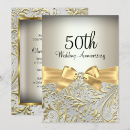 Elegant guldslinga & blomsterkrull 50-årsjubileum inbjudningar