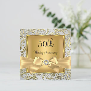Elegant guldslinga blomvirvel 50-årsjubileum sq inbjudningar