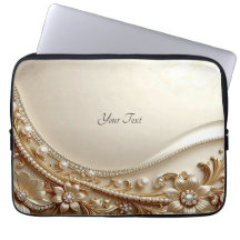 Elegant guldsmyckad blommig laptopsleeve