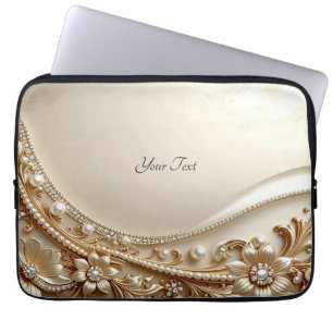 Elegant guldsmyckad blommig laptopsleeve laptop fodral