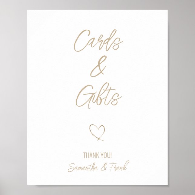 Elegant guldsmyckad bröllopskort och present poster (Framsidan)
