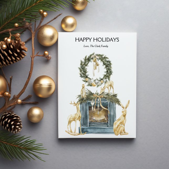 Elegant guldspis jul flat design julkort (Skapare uppladdad)
