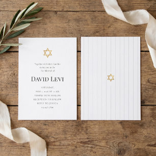 Elegant guldstjärna av David minimalistisk Bar Mit Inbjudningar