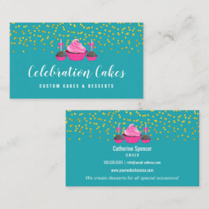 Elegant Guldströssel Cupcake Cake Pops Bageri Visitkort