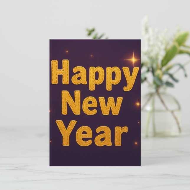 Elegant guldstygnad typografi Klassigt party Julkort (Stående Fram)