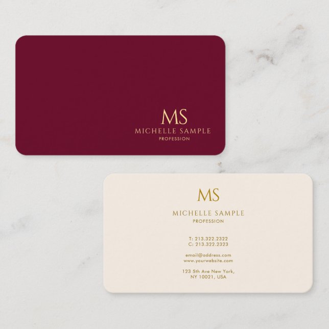 Elegant guldtextmonogram lyx premiumsilke visitkort (Fram/baksida)