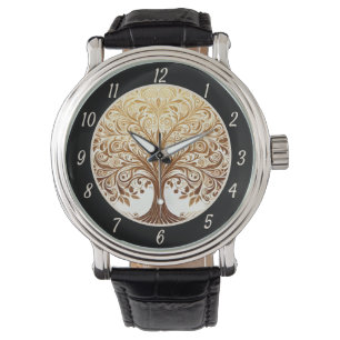 Elegant guldträd för livets andliga zen armbandsur