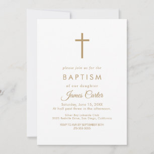 Elegant guldtypografi Kors Dopinbjudan Inbjudningar