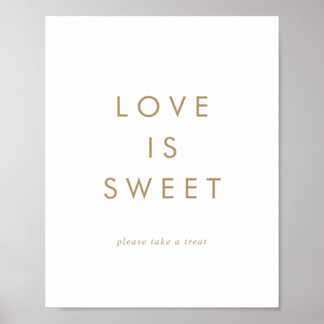 Elegant guldtypografi Love Is Sweet bröllopsskylt Poster (Framsidan)