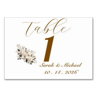 Elegant guldtypografi Minimalistiskt bröllopsbord Bordsnummer