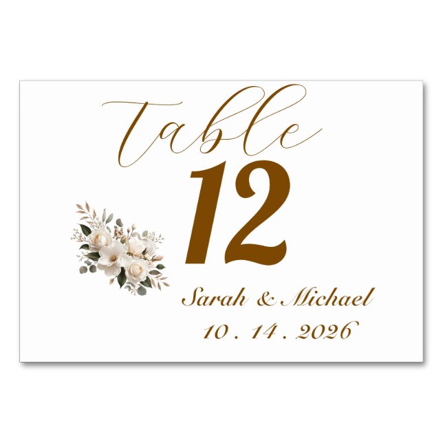 Elegant guldtypografi Minimalistiskt bröllopsbord  Bordsnummer (Framsidan)
