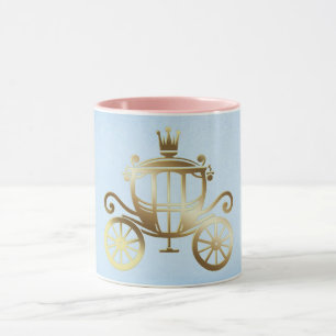 Elegant guldvagn blå saga prinsessa mugg