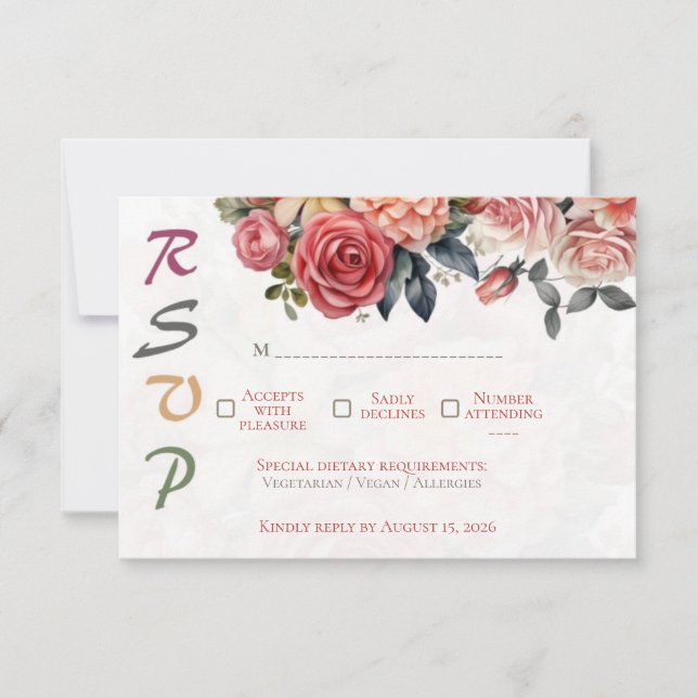 Elegant guldvalv & bandbåge bröllops-RSVP-kort (Framsida)