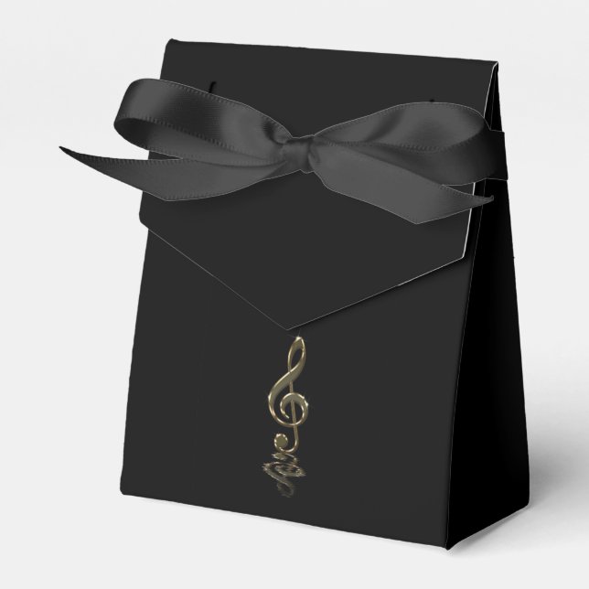 Elegant guldviolinnyckel, svart presentaskar (Framsidan Sidan)
