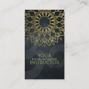 Elegant Gulfenad Blommigt Yoga Meditation Om Symbo Visitkort