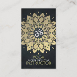 Elegant Gulfenad Blommigt Yoga Meditation Om Symbo Visitkort