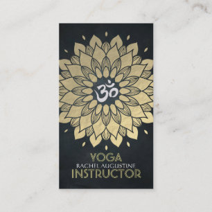 Elegant Gulfenad Blommigt Yoga Meditation Om Symbo Visitkort