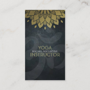 Elegant Gulfenad Blommigt Yoga Meditation Om Symbo Visitkort