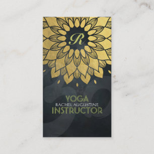 Elegant Gulfenad Blommigt Yoga Meditation Om Symbo Visitkort