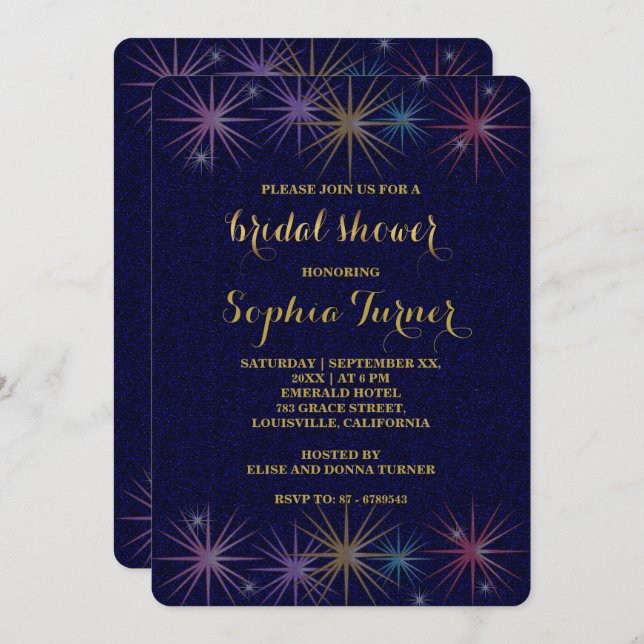 Elegant Gulfenad Glitter-Möhippa Inbjudningar (Fram/baksida)