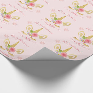 Elegant gullig enhörning av God jul guld glitter Presentpapper