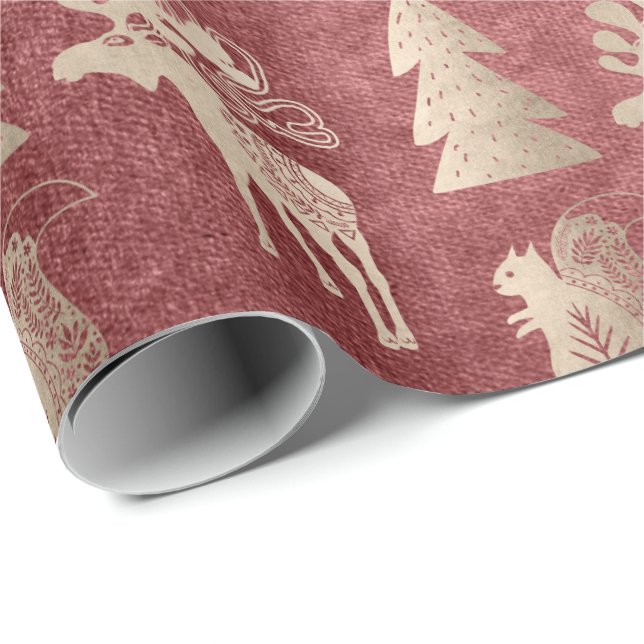 Elegant gullig ro guld jul mönster presentpapper (Rullad Hörn)