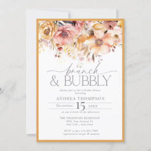Elegant Gult Blommigt Brunch & Bubly Inbjudningar