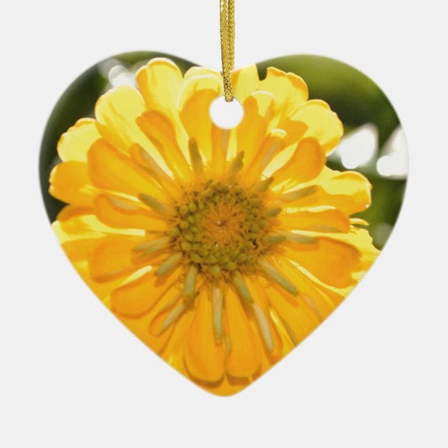 Elegant gult blommigt daisy  julgransprydnad keramik (Framsidan)