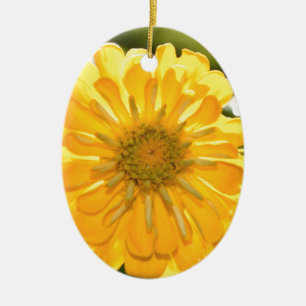 Elegant gult blommigt daisy julgransprydnad keramik