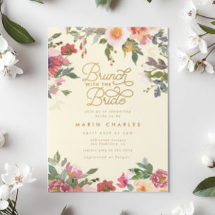 Elegant Gult Blommigt Guld Möhippa Brunch Brunch Inbjudningar