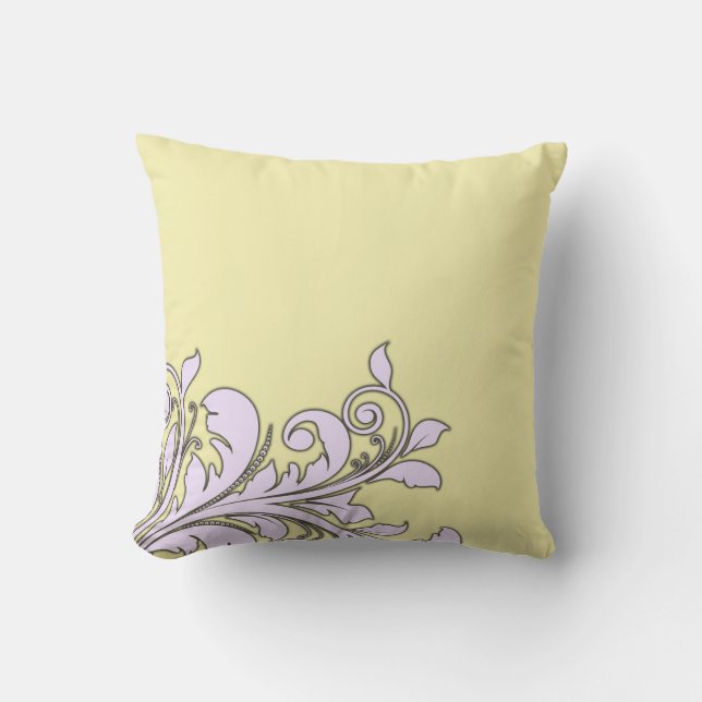 Elegant Gult Blommigt Skärmar designfyllning Kudde (Framsida)