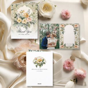 Elegant Gult Blommigt Victorian Bröllop Stationary Meddelande