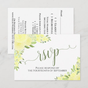 Elegant Gult Boho Blommigt Calligraphy Bröllop OSA Kort