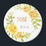 Elegant Gult Bröllop-årsdag 50:e månaden Magnet<br><div class="desc">Elegant Gult Bröllop Årsdag 50 Monogrammagnet. Den har en vacker Gult av Elegant Flower WAN,  vit bakgrund,  ett anpassade Monogram. Det är designat för en femtioårsjubileum på Bröllop. Få det snart!</div>