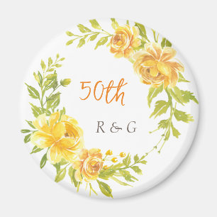 Elegant Gult Bröllop-årsdag 50:e månaden Magnet