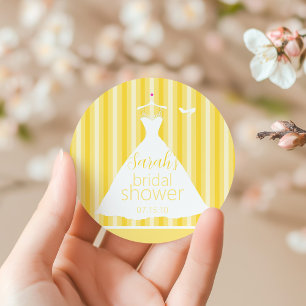 Elegant Gult Bröllop Dress Möhippa Runt Klistermärke