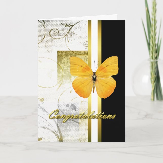 Elegant Gult Butterfly Studenten Card Kort (Framsida)