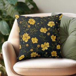 Elegant Gult Butterkoppsblommor Kudde