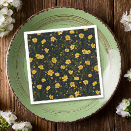 Elegant Gult Butterkoppsblommor Mors dag Pappersservett