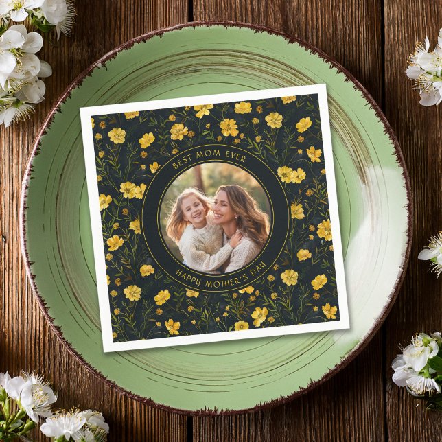 Elegant Gult Butterkoppsblommor Mors dag Pappersservett (Skapare uppladdad)