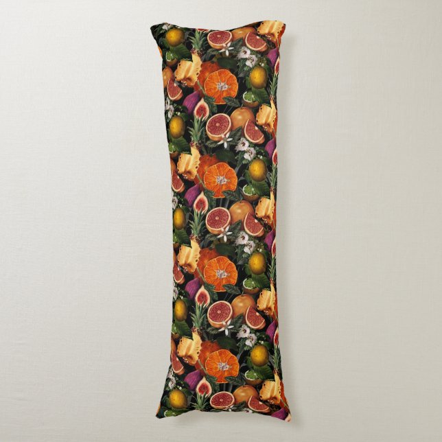 Elegant gult citrusfrukter av orange mönster kroppskudde (Framsidan Vertikal)