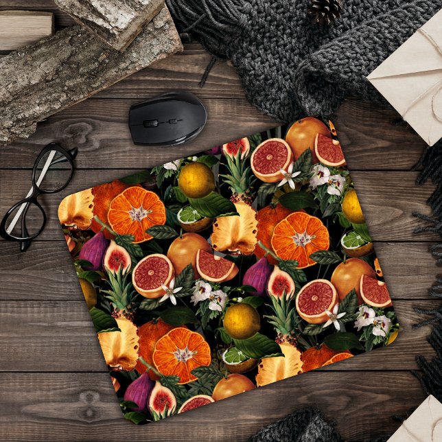 Elegant gult citrusfrukter av orange mönster musmatta (Skapare uppladdad)